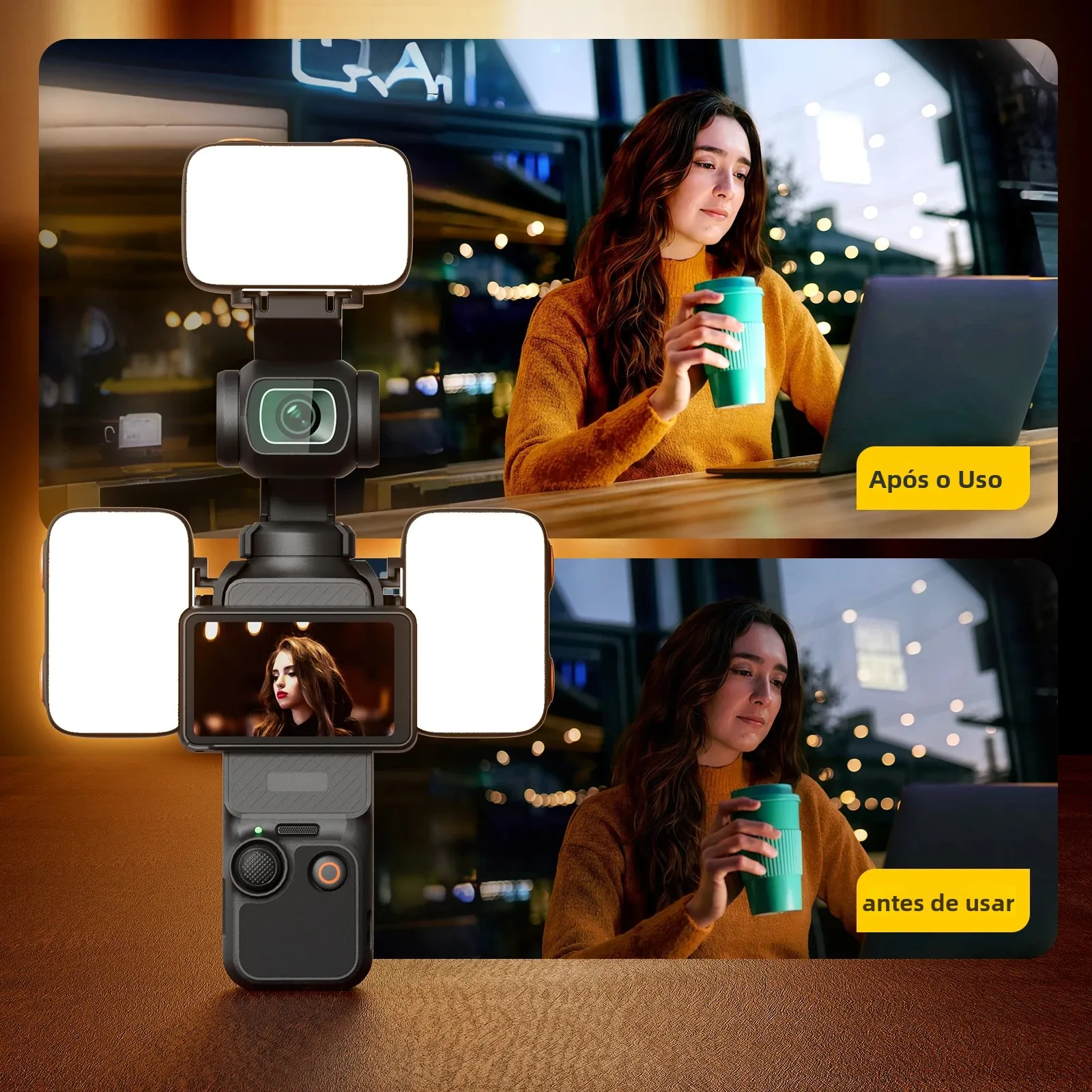 Luz LED para DJI OSMO Pocket 3 e 4, Iluminação Auxiliar - Imagem 3