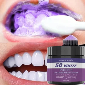 pó de limpeza dental roxo