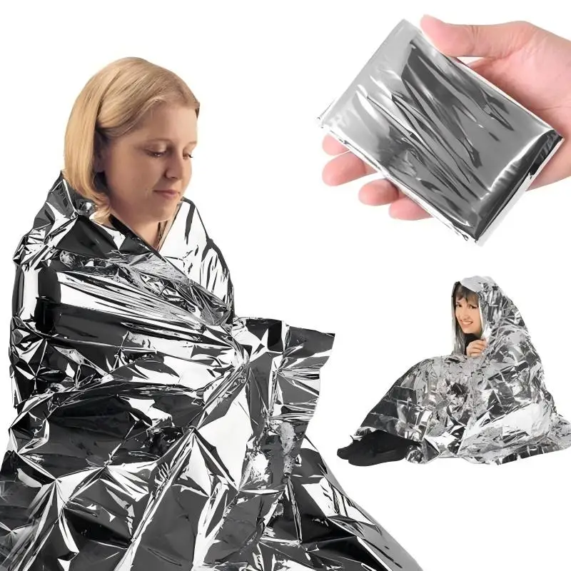 Cobertor de Emergência Prata para Acampamento 4 Peças - Imagem 2