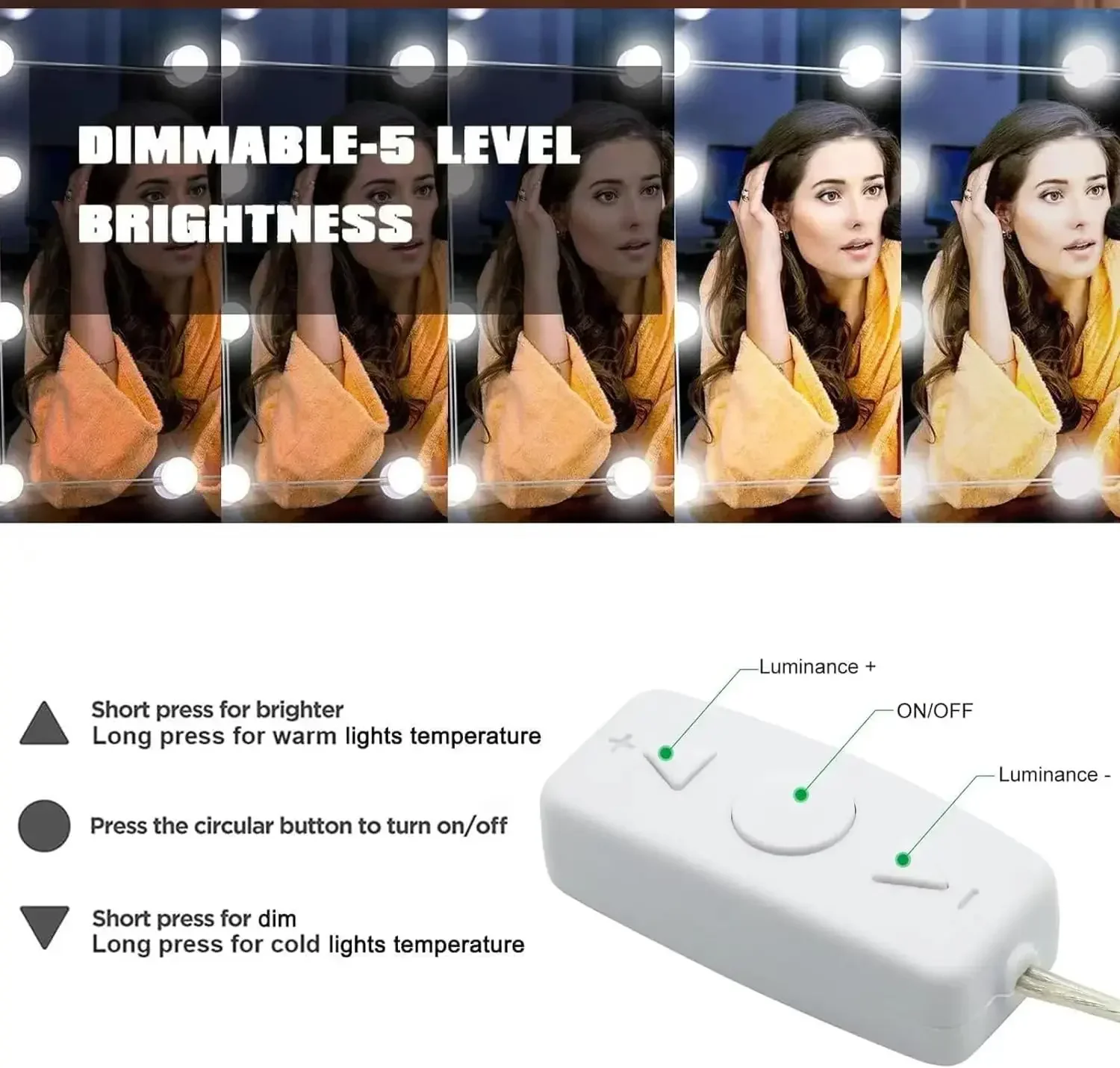Lâmpadas LED Destacáveis para Espelho de Maquiagem USB - Imagem 3