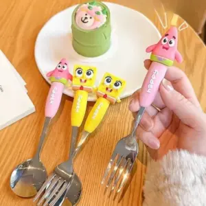 conjunto talheres aço inoxidável bob esponja