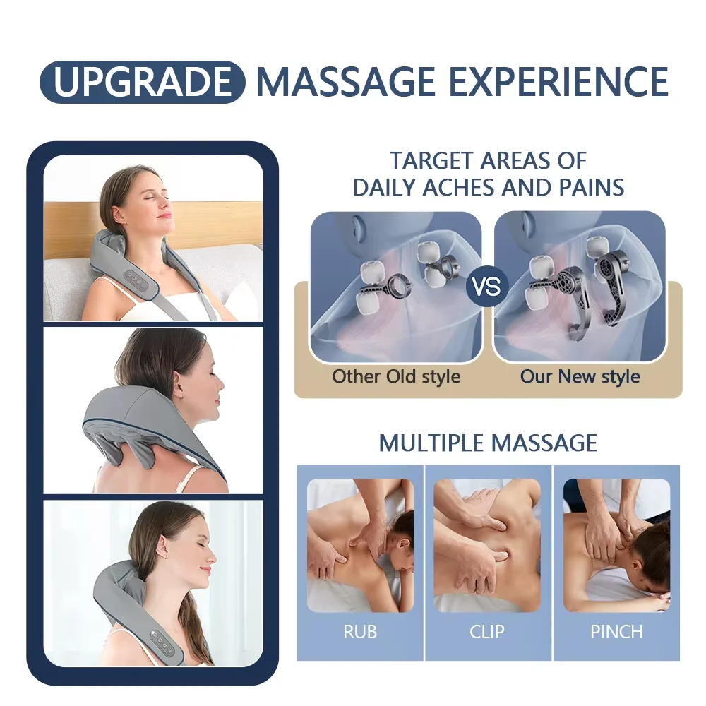 Massageador de Pescoço e Ombros Sem Fio Cinza - Imagem 3