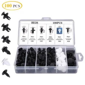 kit 100 clipes de plástico para carro