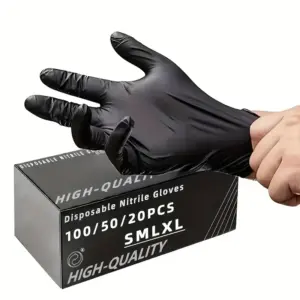 luvas descartáveis de nitrilo preto