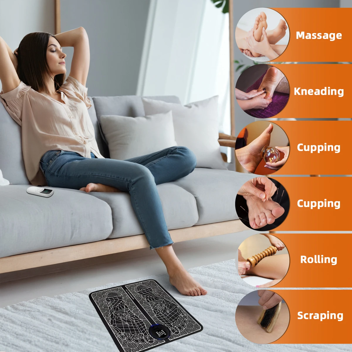 Massageador Elétrico de Pés EMS Dobrável Portátil Preto - Imagem 4