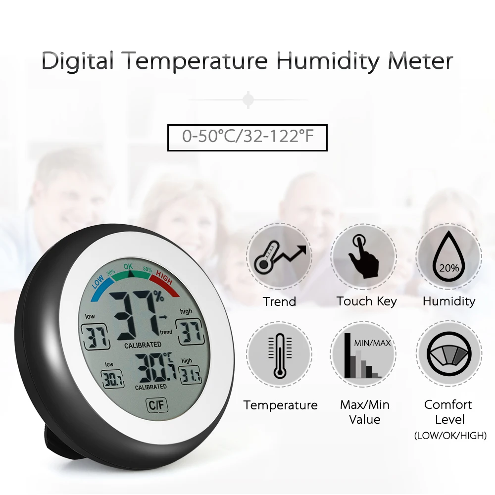Medidor de Umidade e Temperatura Digital Preto - Imagem 2
