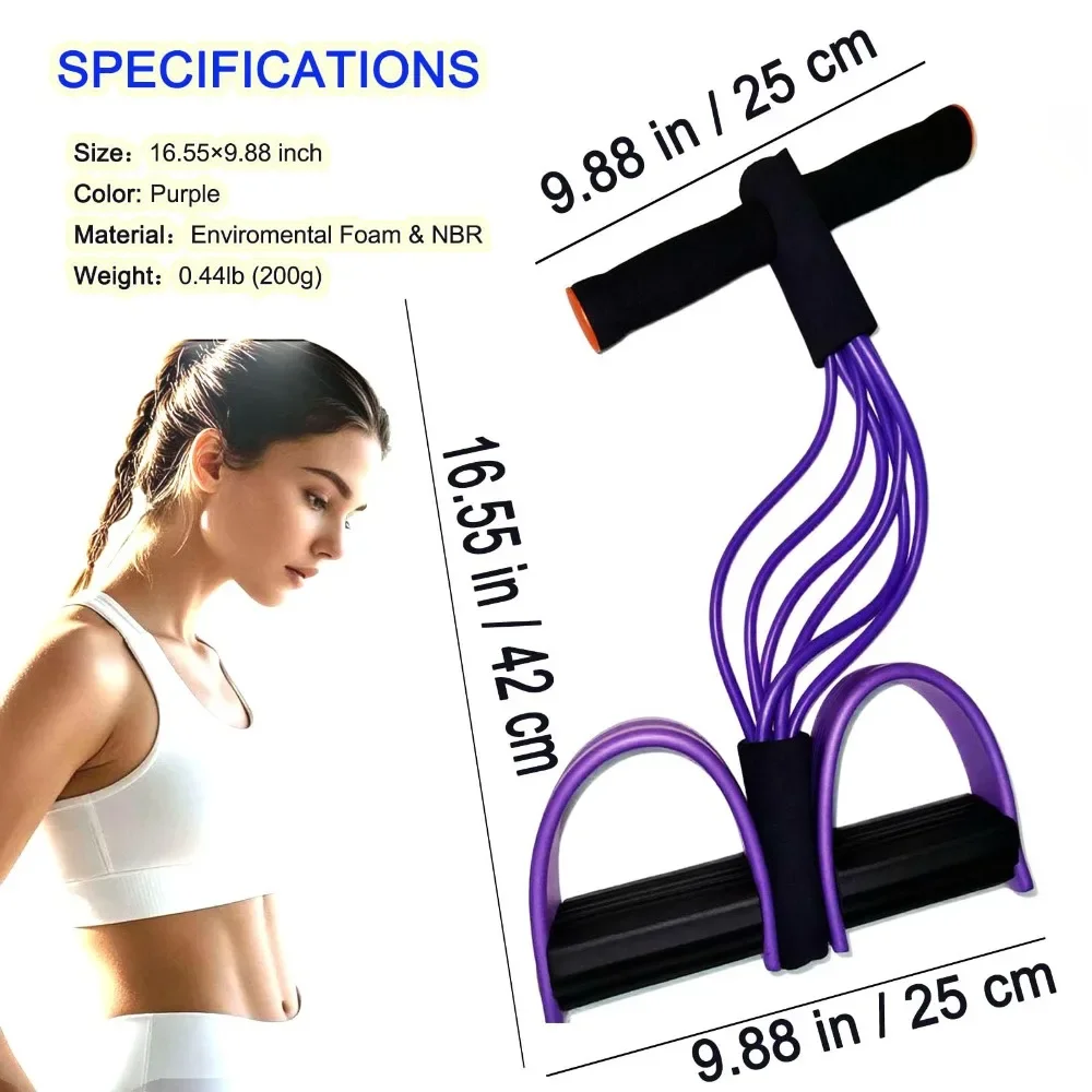 Faixa de Resistência com Pedal 6 Tubos para Exercícios - Imagem 4
