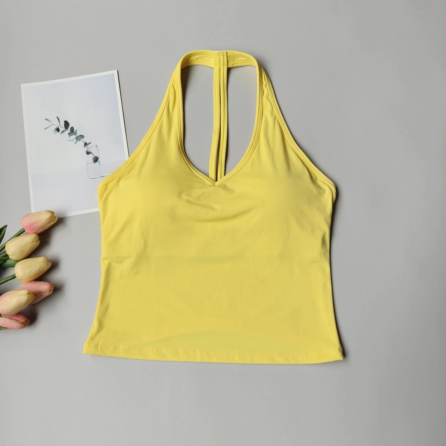 Sutiã Esportivo Feminino Decote V Halter Top Yoga - Imagem 2
