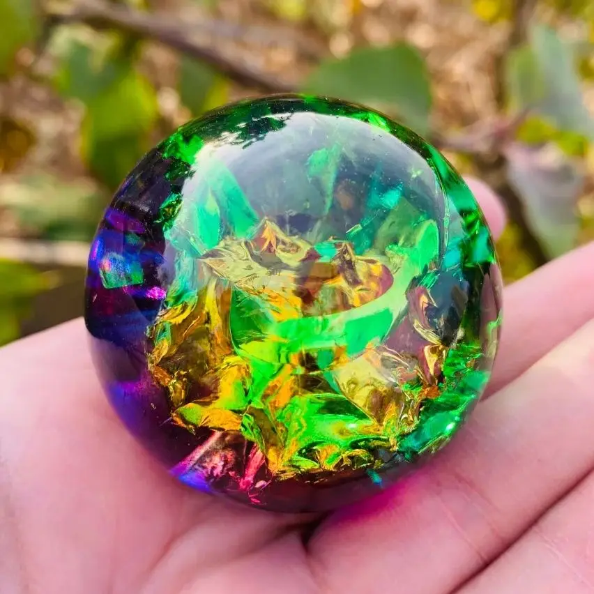 Esfera de Vidro Bola de Gelo Colorido Decoração Presente - Imagem 4