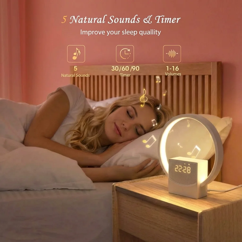 Despertador Digital Simulação Amanhecer Alto-falante Bluetooth - Imagem 2