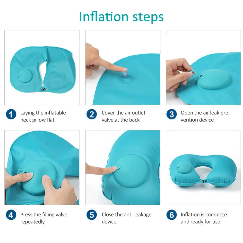 Travesseiro de pescoço inflável portátil para viagens - Imagem 6