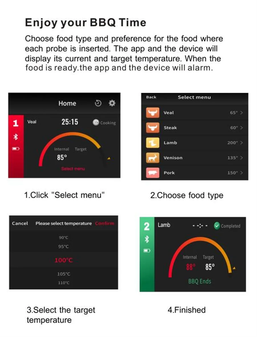 Termômetro de Carne Sem Fio Bluetooth para Forno e Churrasco - Imagem 5