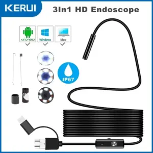 câmera endoscópica 3 em 1 micro usb tipo c