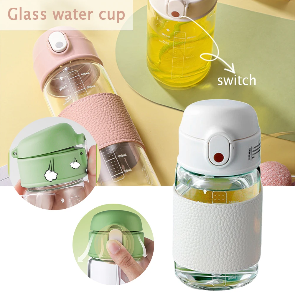 Copo de Vidro com Canudo Portátil Rosa 360ml - Imagem 3