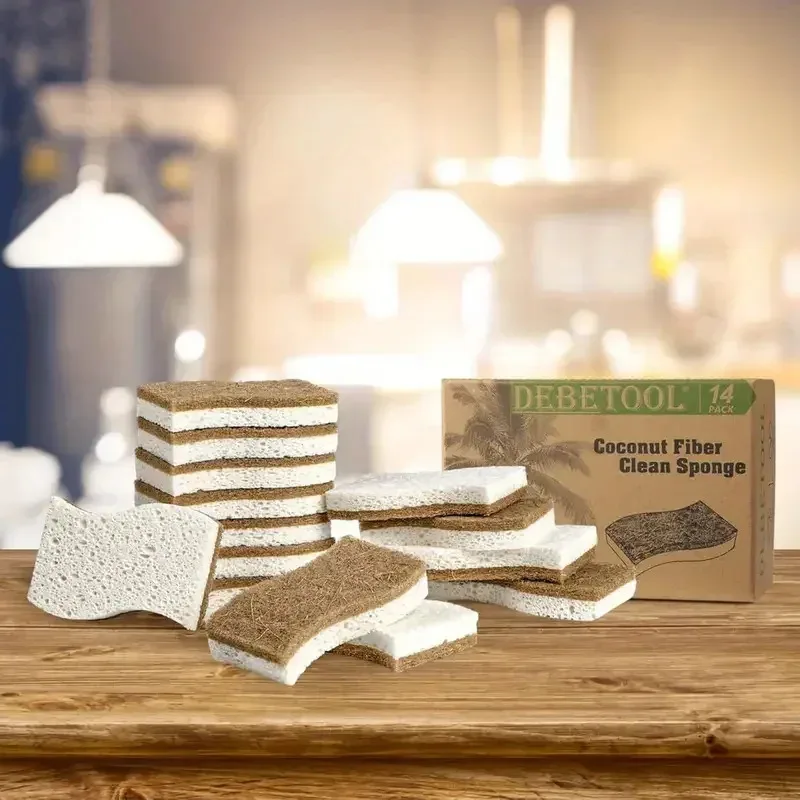 Esponja Natural de Cozinha Celulose e Coco 6 ou 12 Peças - Imagem 2