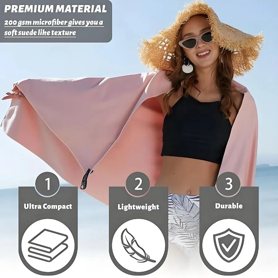 Toalha Esportiva de Secagem Rápida Rainleaf Microfibra - Imagem 2