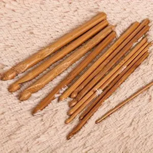 conjunto de ganchos de crochê bambu
