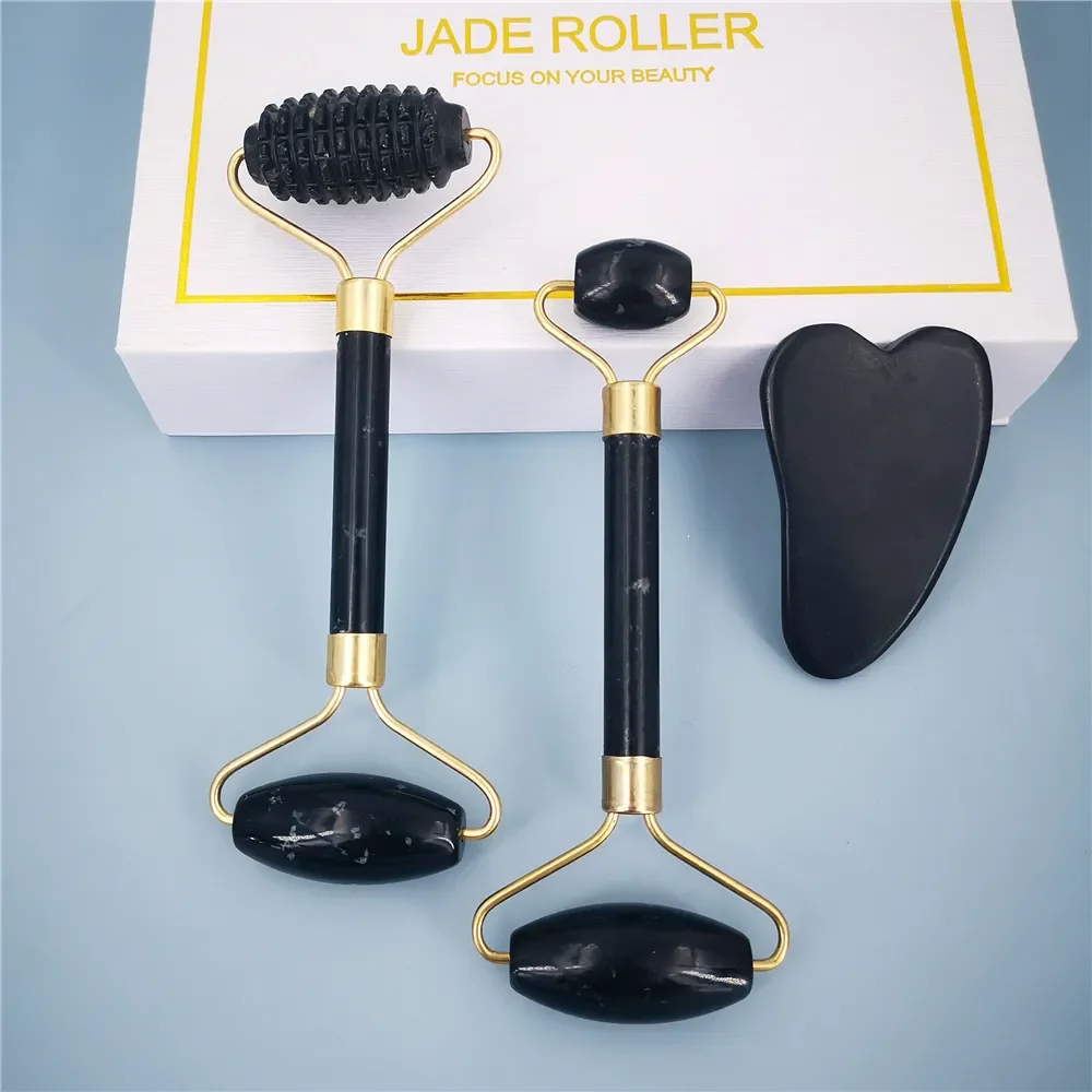 rolo massageador facial jade obsidiana