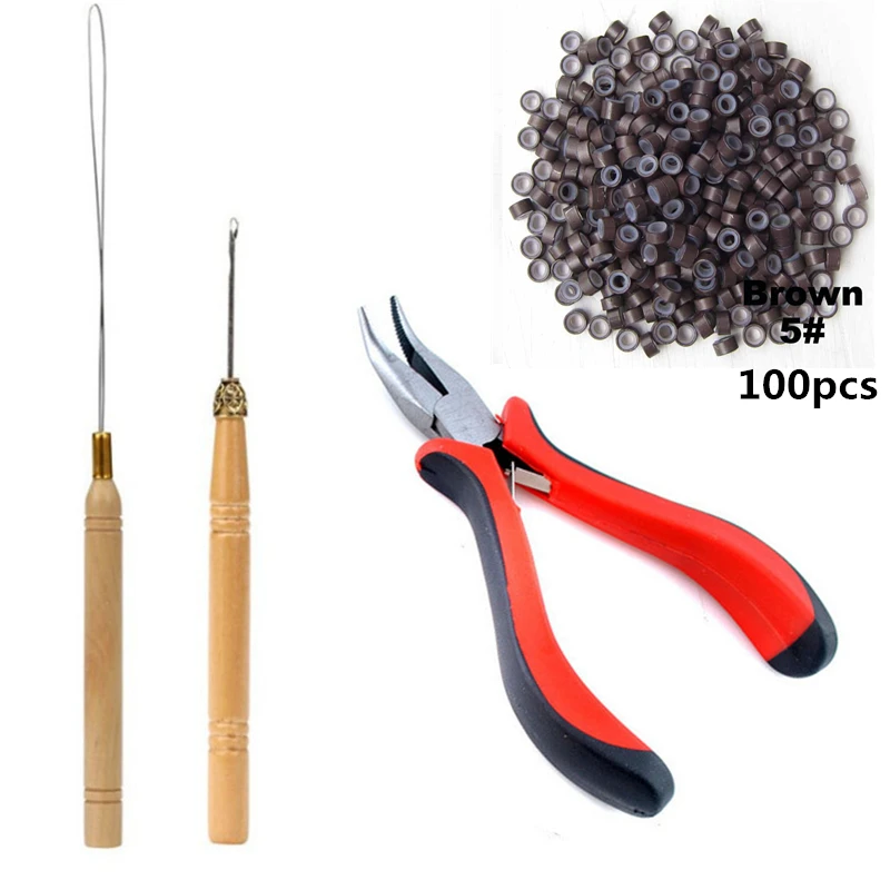 Kit de Ferramentas para Extensão de Cabelo I-Tip com Alicate e Anéis - Imagem 2