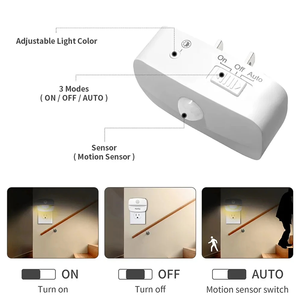 Lâmpada Noturna LED com Sensor de Movimento Bivolt Plugue UE - Imagem 4