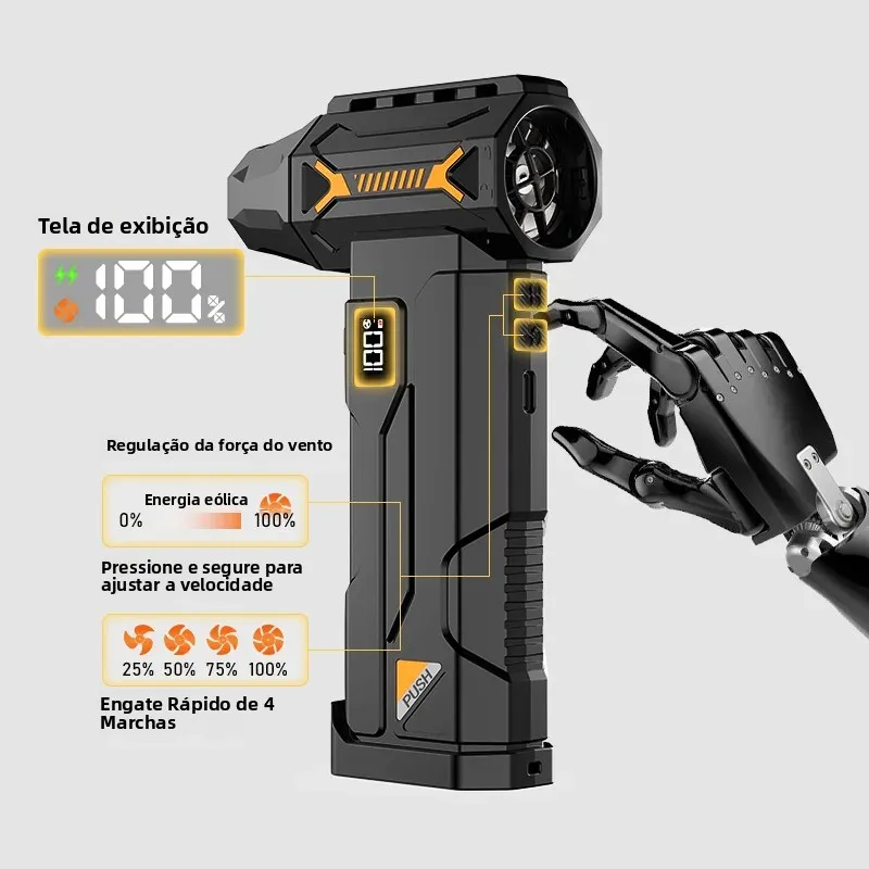 Soprador Turbo Portátil 580.000 RPM Preto/Cinza - Imagem 3