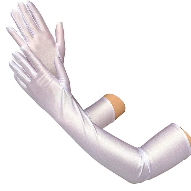 Luvas de Cetim Longas Mulheres Clássicas Adulto Preto - Imagem 5
