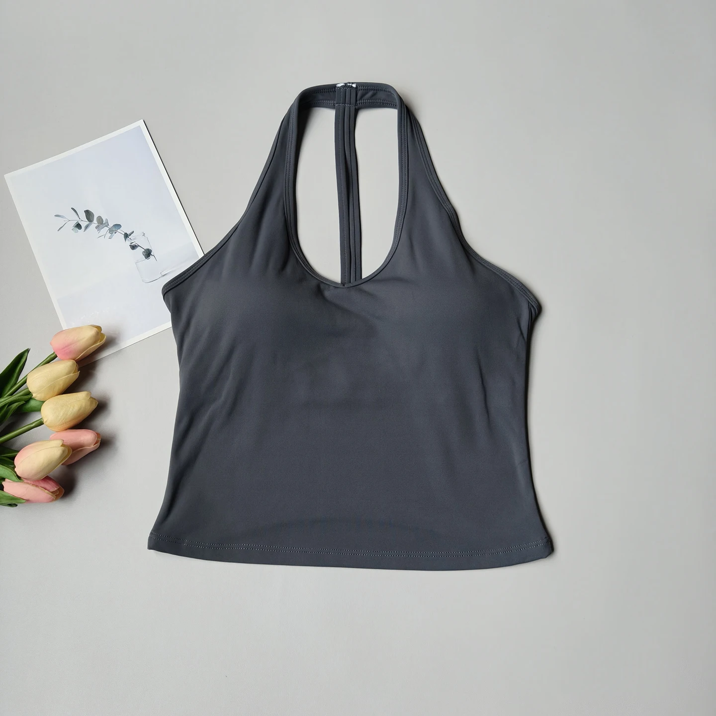Sutiã Esportivo Feminino Decote V Halter Top Yoga - Imagem 5