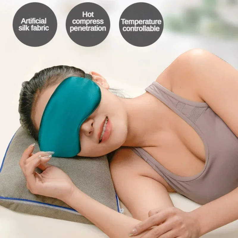 Máscara de Sono Aquecida USB de Seda com Controle de Temperatura - Imagem 3