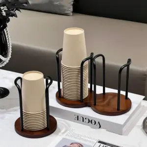 suporte de armazenamento de copo descartável de madeira