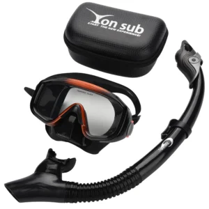 máscara de mergulho com snorkel seco