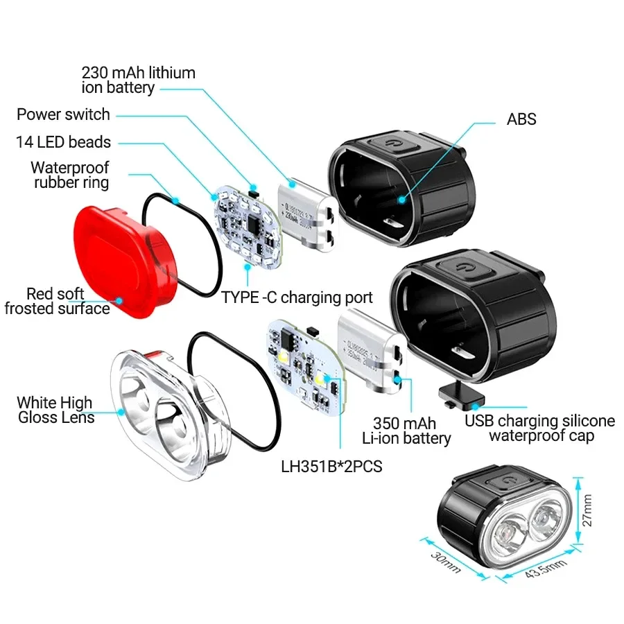 Lanterna Bicicleta Heinast Recarregável USB Segurança BRANCO - Imagem 4