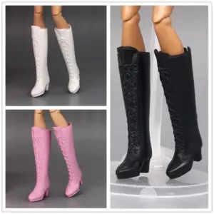 botas longas salto alto boneca 1/6