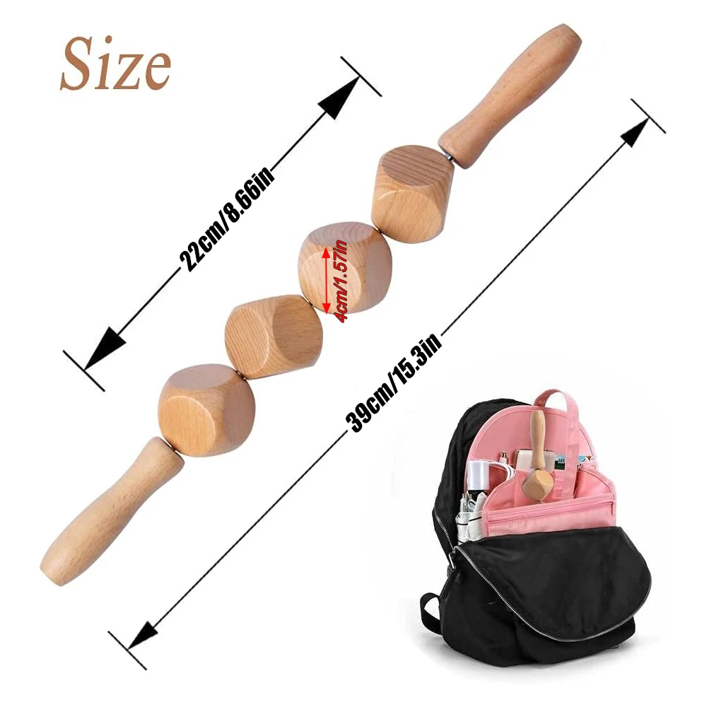 Rolo de Massagem Corporal de Madeira Dados para Maderoterapia - Imagem 2