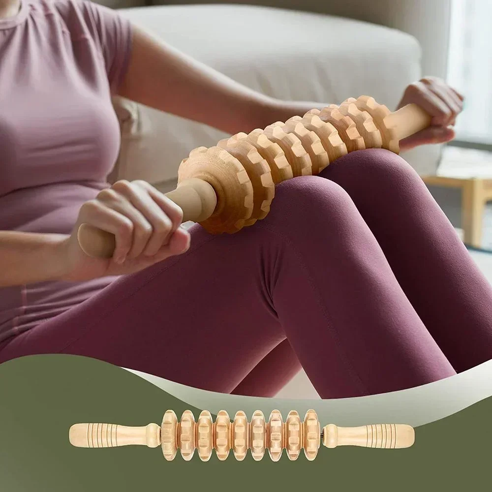 Ferramentas de Massagem Madeira Kit Rolo Guasha Roxo - Imagem 2