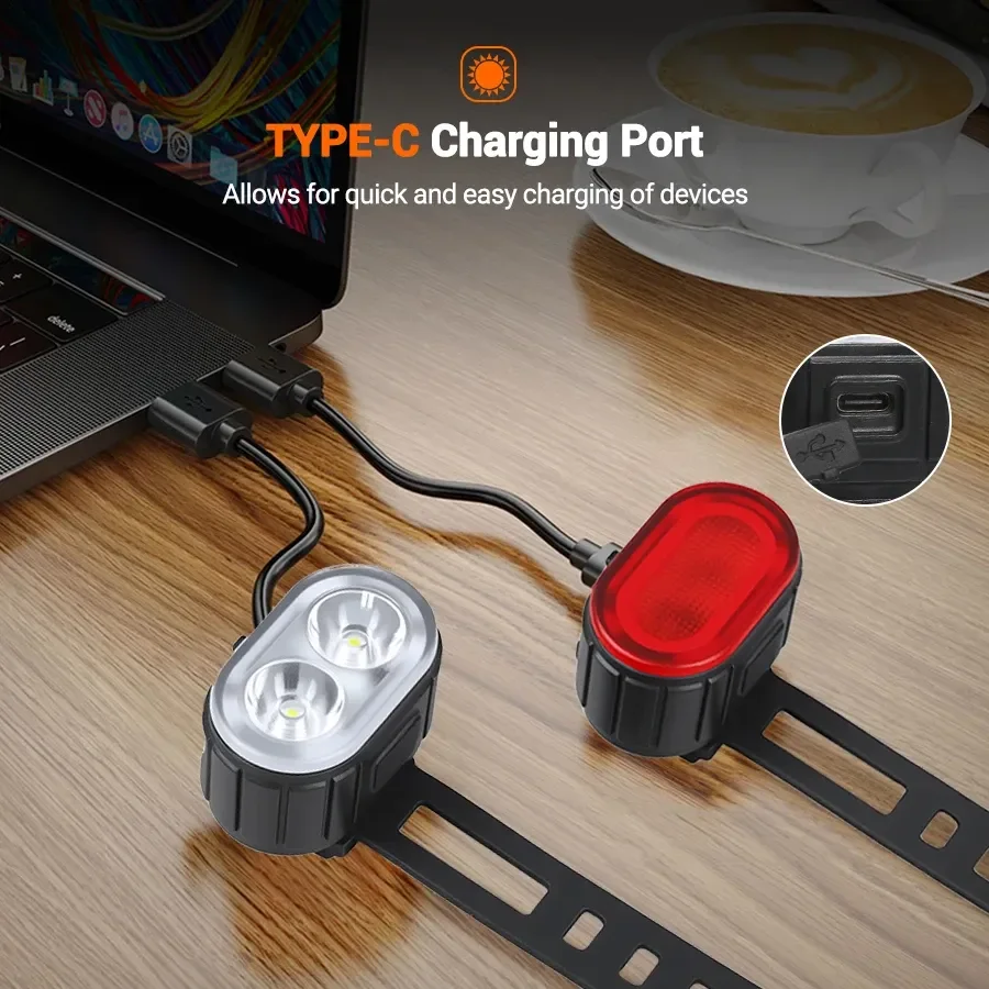 Lanterna Bicicleta Heinast Recarregável USB Segurança BRANCO - Imagem 5