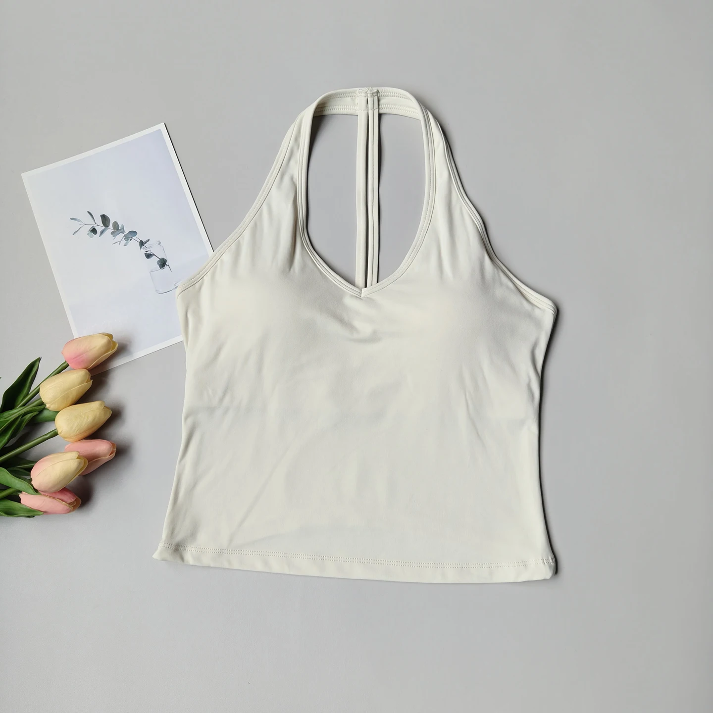 Sutiã Esportivo Feminino Decote V Halter Top Yoga - Imagem 6