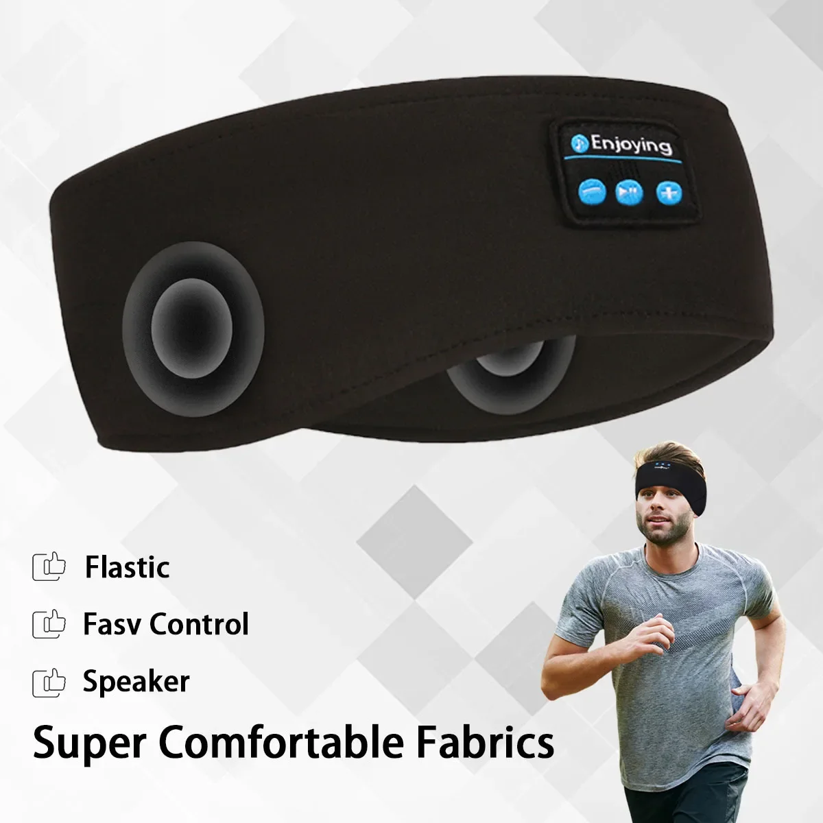 Fone de ouvido Bluetooth tipo bandana elástica sem fio para dormir - Imagem 2
