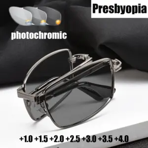 óculos de leitura multifocal fotocromático dobrável