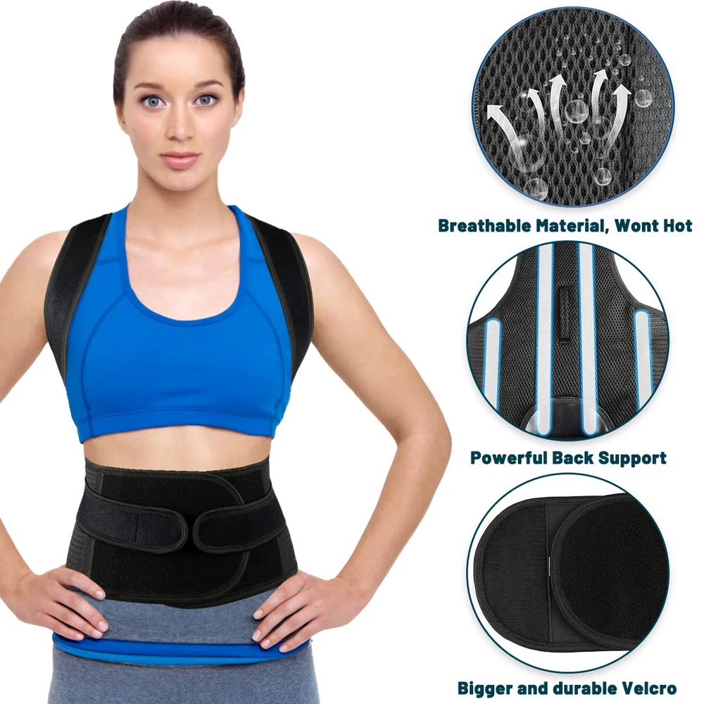 Corretor Postural de Borracha para Costas Cor Preto Tamanho M - Imagem 5