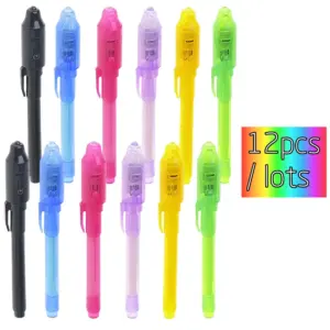 caneta de tinta invisível com luz UV