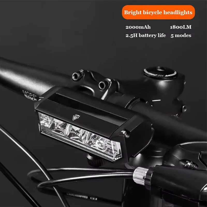 Lanterna Bicicleta 3 LEDs 1800lm Recarregável Branco/Vermelho - Imagem 2