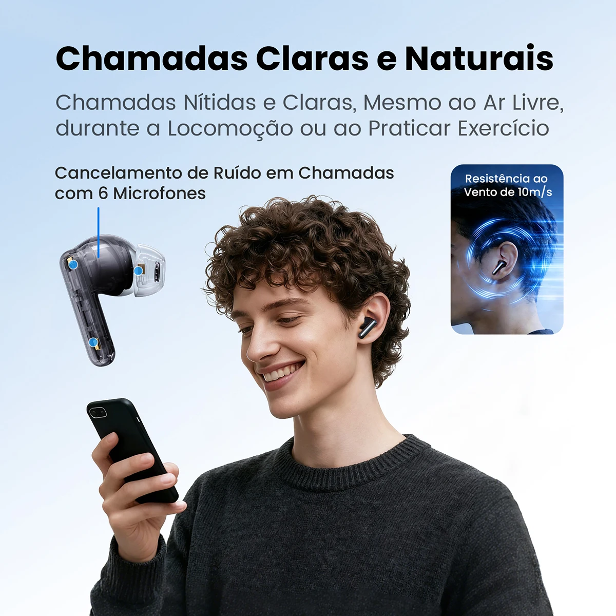 Fone Sem Fio HAYLOU Flowbuds N55 ANC Adaptativo Vermelho - Imagem 4