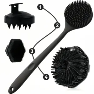 conjunto escova de banho de silicone