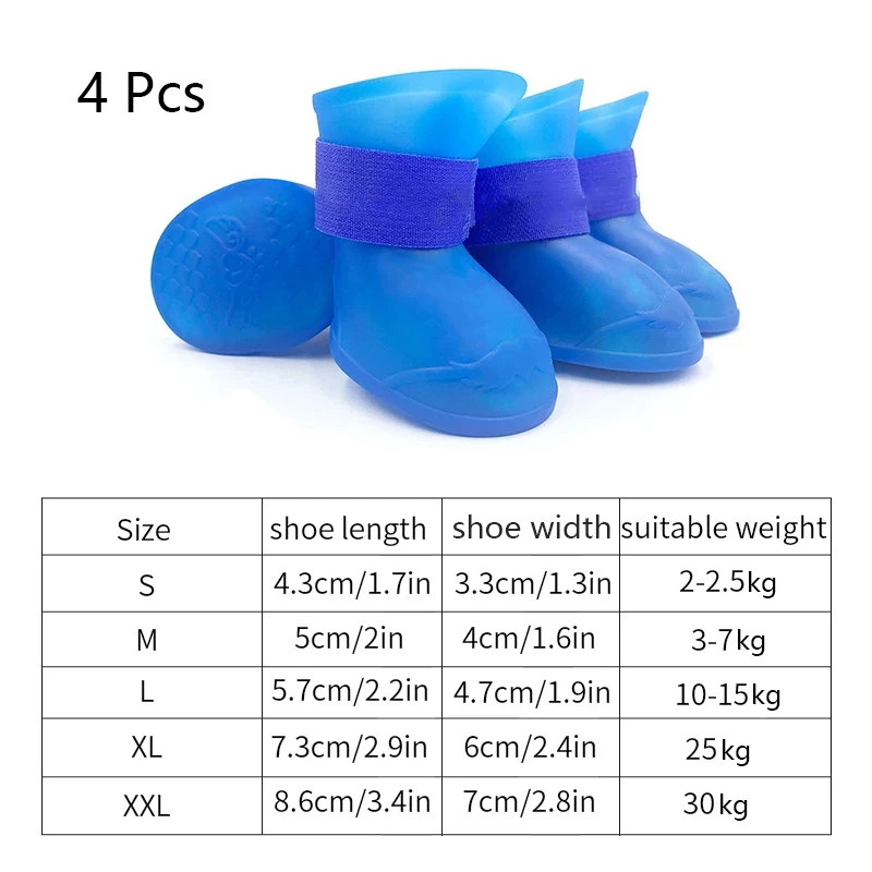 Bota de borracha antiderrapante para cães e gatos 4 unidades - Imagem 2