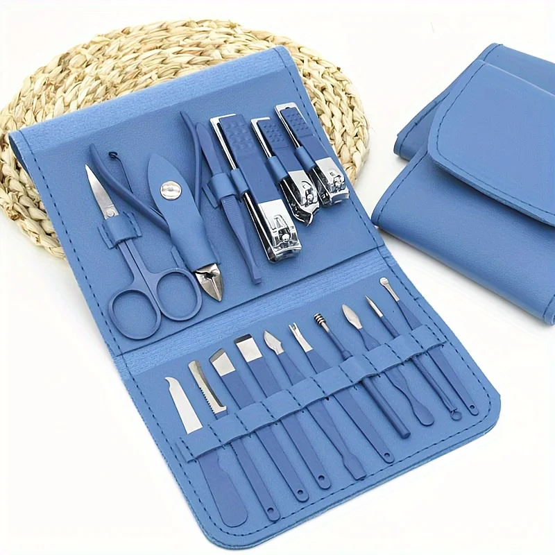 Conjunto de Manicure Pedicure com Estojo Portátil Azul - Imagem 4