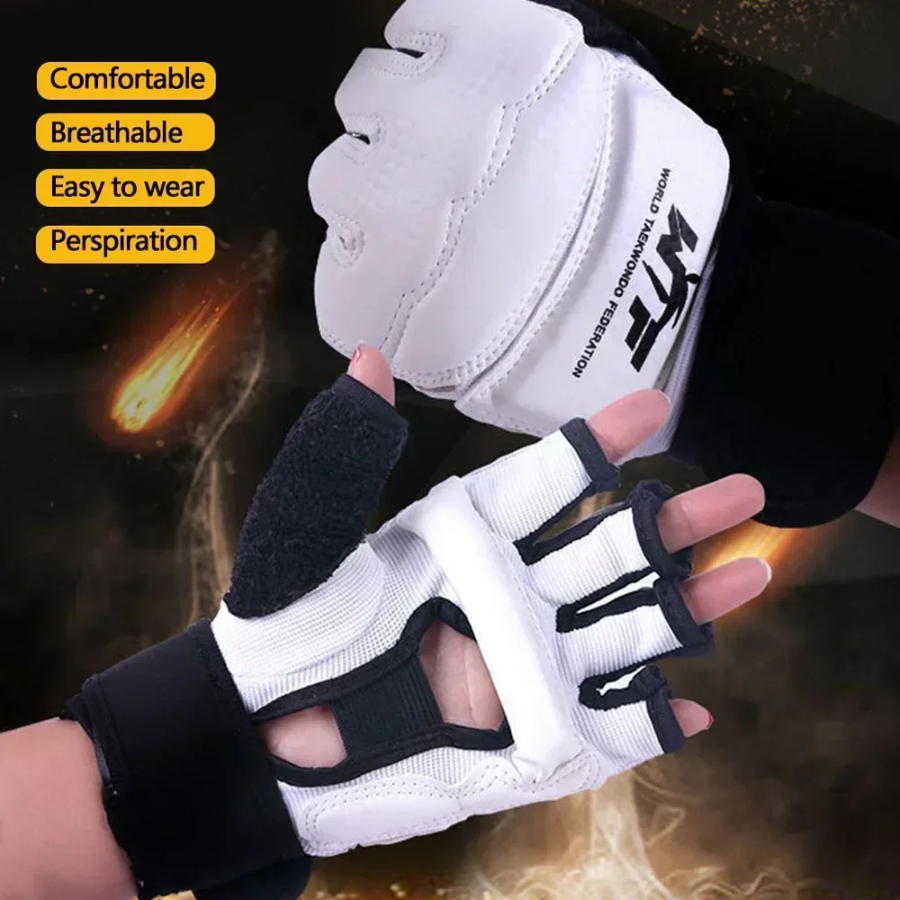 Luvas de Treino Boxe Taekwondo Proteção Mão e Pé Couro PU - Imagem 4