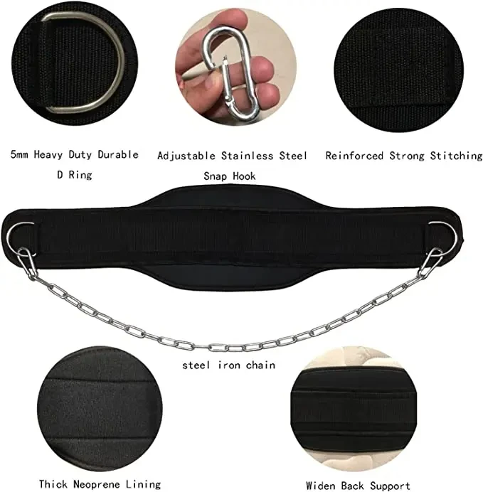 Cinto Levantamento Peso Neoprene Corrente Preto - Imagem 3