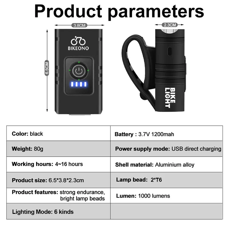 Luz de Bicicleta LED T6 Recarregável USB Amarela - Imagem 5