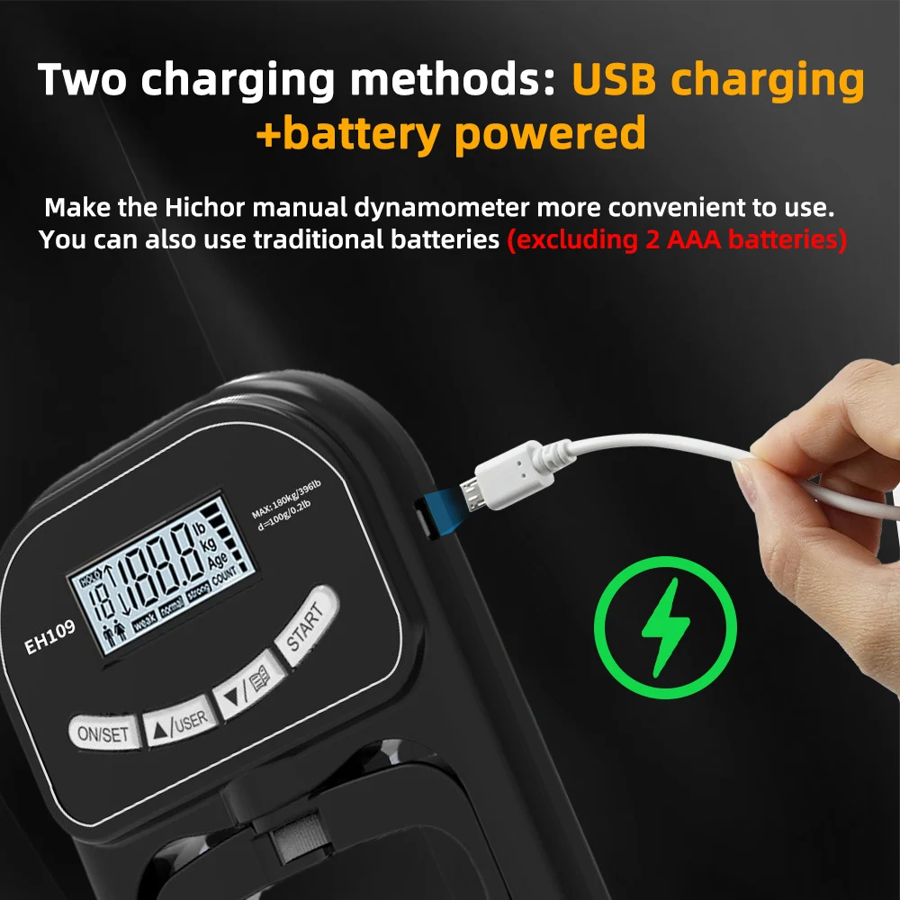 Testador Força Aperto Dinamômetro Digital Portátil 120kg USB - Imagem 2