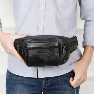 bolsa de cintura masculina couro